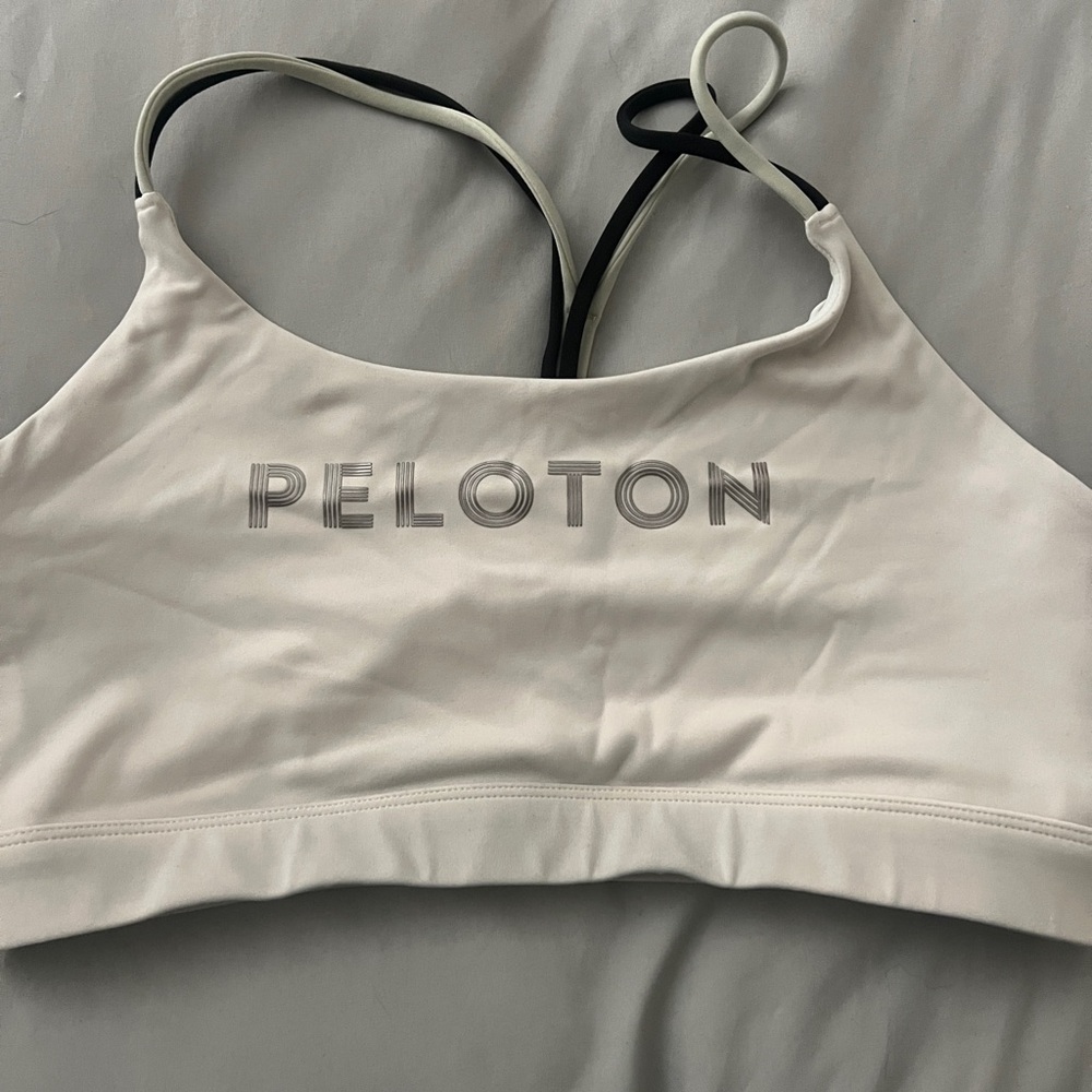 Peloton Women's White Sports Bra and Pants set